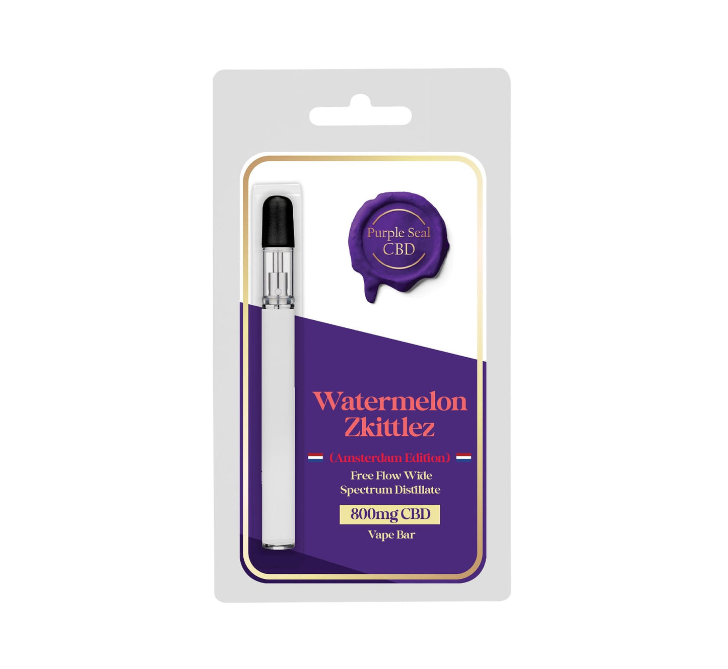 Purple Seal - 800mg disposable freeflow wide spectrum distillate - WATERMELON ZKITTLEZ (W0638 - C0080)