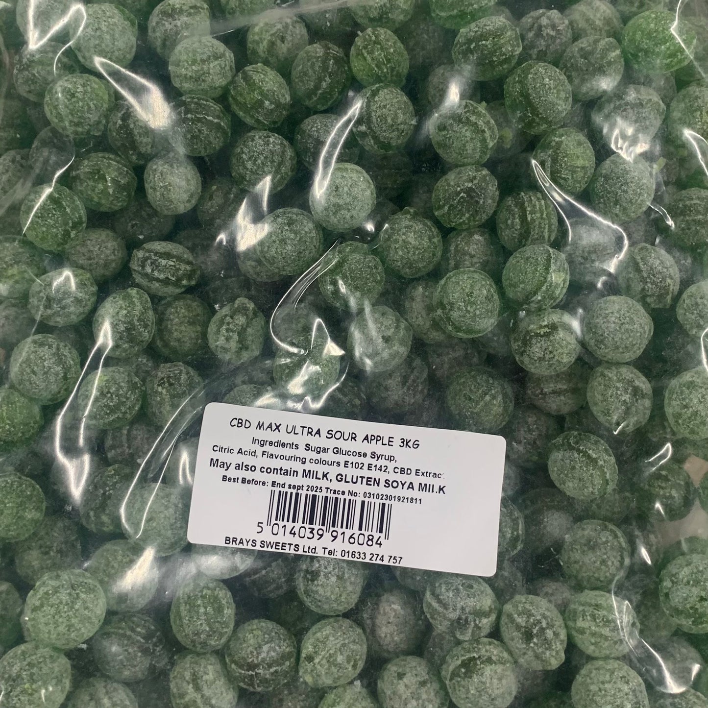 CBD Max Hard Boiled Sweets - Ultrasours Apple 3kg - Y0151