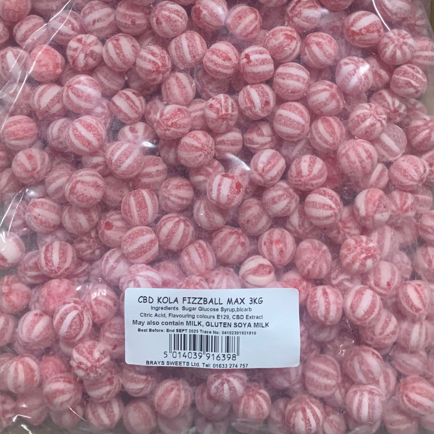 CBD Max Hard Boiled Sweets - Kola Fizz Balls 3kg - Y0153