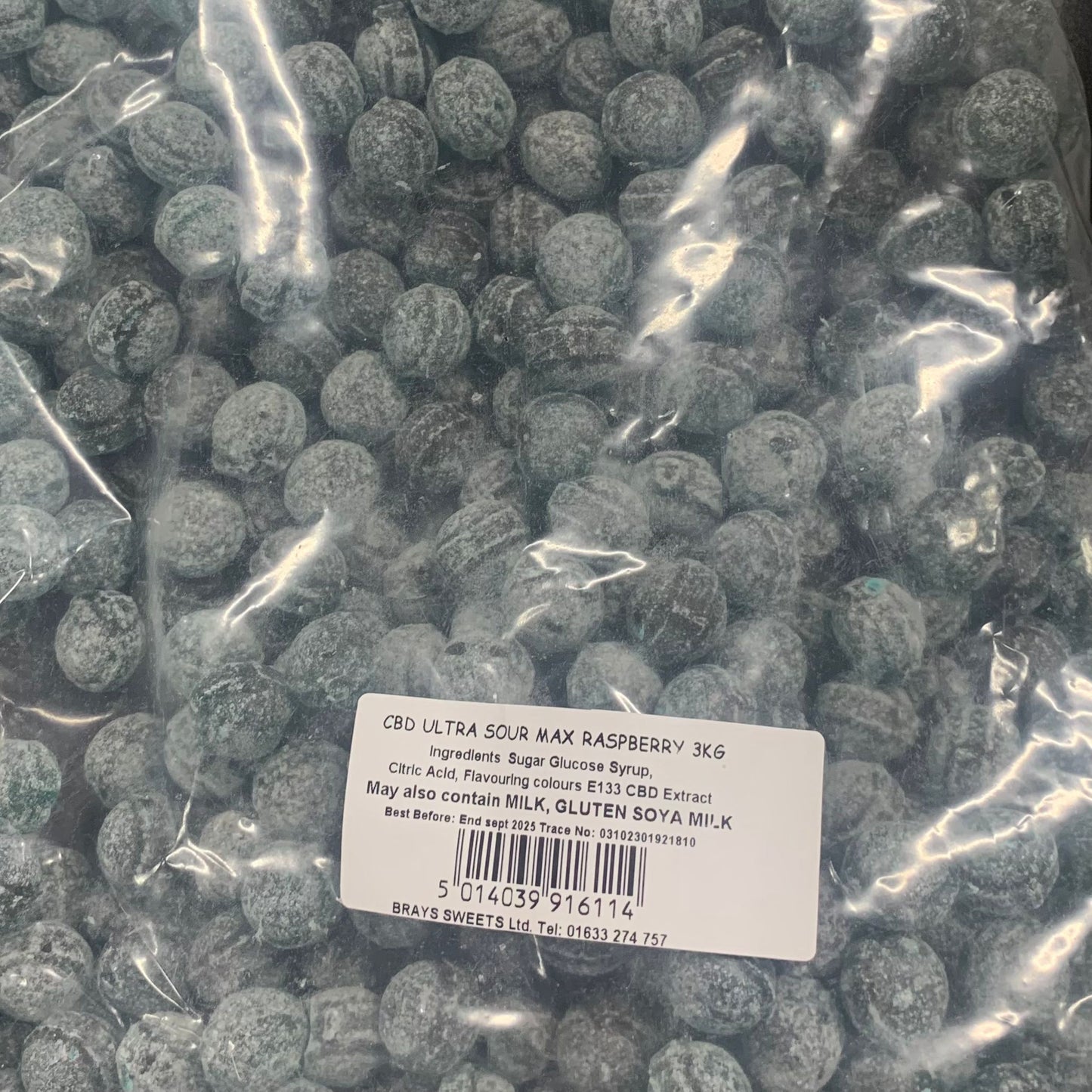 CBD Max Hard Boiled Sweets - Ultrasours Raspberry 3kg - Y0148