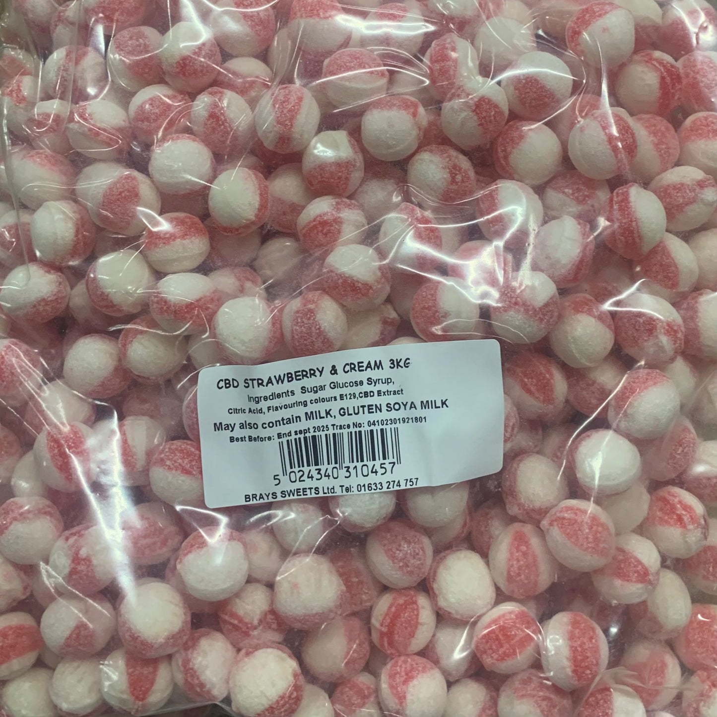 CBD Max Hard Boiled Sweets - Strawberry & Cream 3kg - Y0147